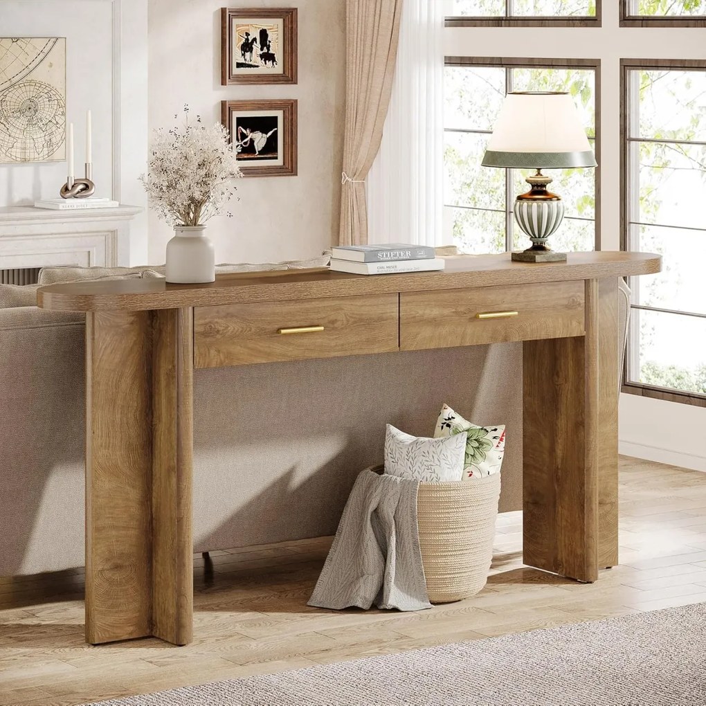 MAM33 - Masa Consola cu colturi rotunjite, 160 cm, masuta hol, living, dining, dormitor - Maro