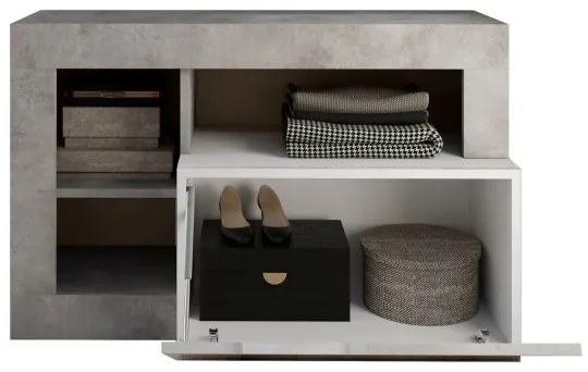 Bancă LENOR, beton, alb/gri