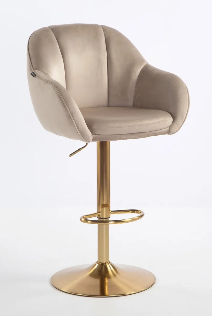 HR2055W Scaun Latte din Catifea cu Bază Aurie