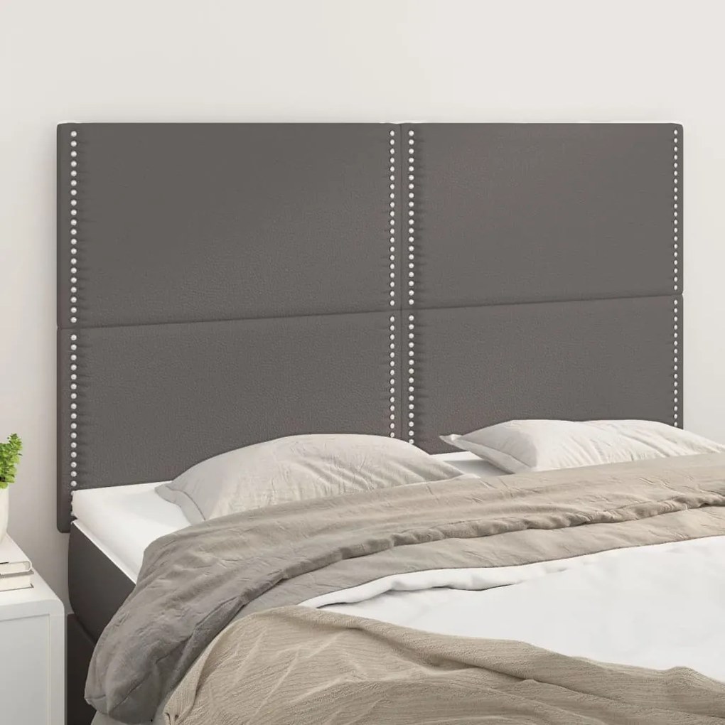vidaXL Tăblii de pat, 4 buc, gri, 72x5x78/88 cm, piele ecologică