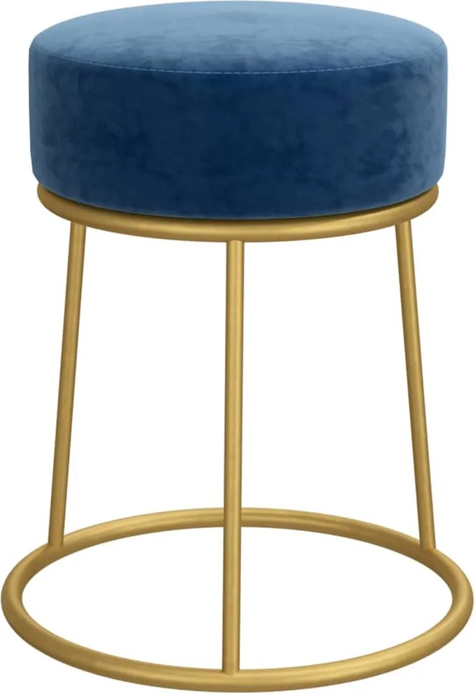 vidaXL Taburet rotund, albastru, catifea