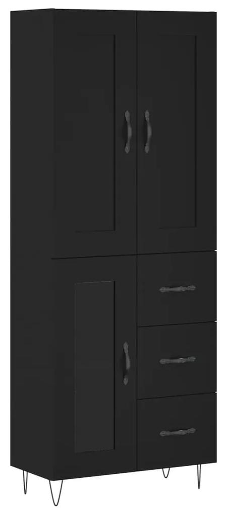 3199970 vidaXL Dulap înalt, negru, 69,5x34x180 cm, lemn compozit