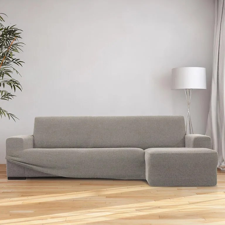 Huse super elastice HARMONIA gri deschis canapea cu otoman dreapta (l. 210 - 320 cm)