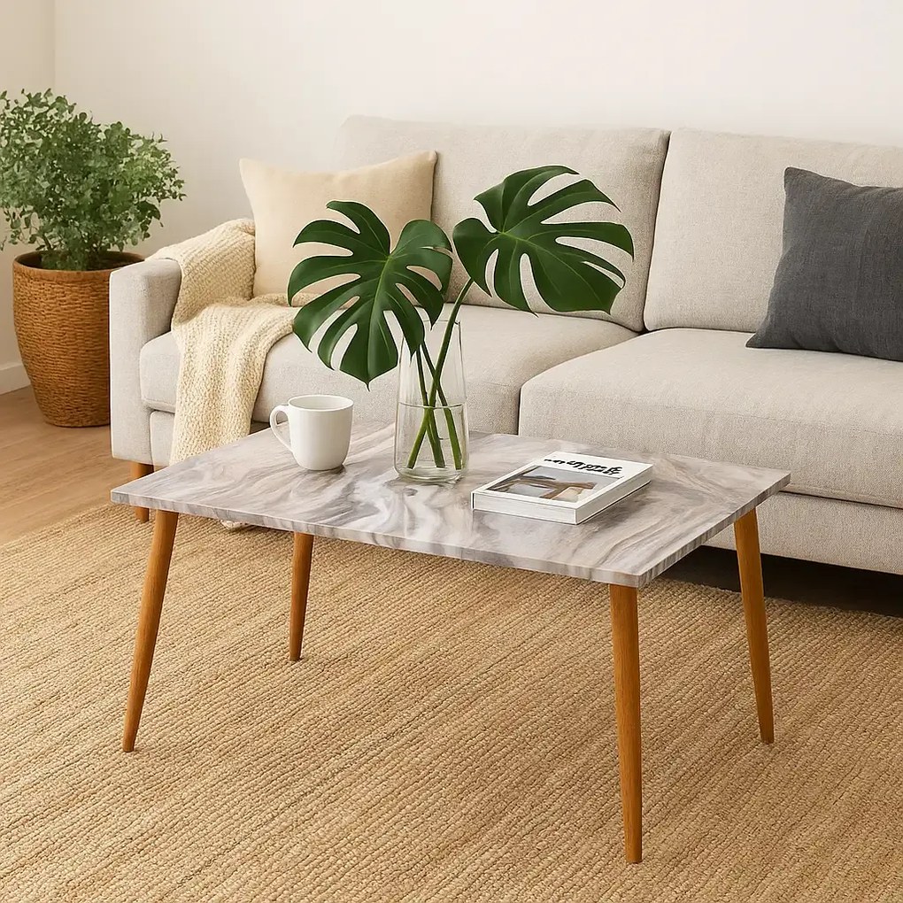 Masa de cafea PacoHoms 72 x 45 x 42 cm, Marmorat