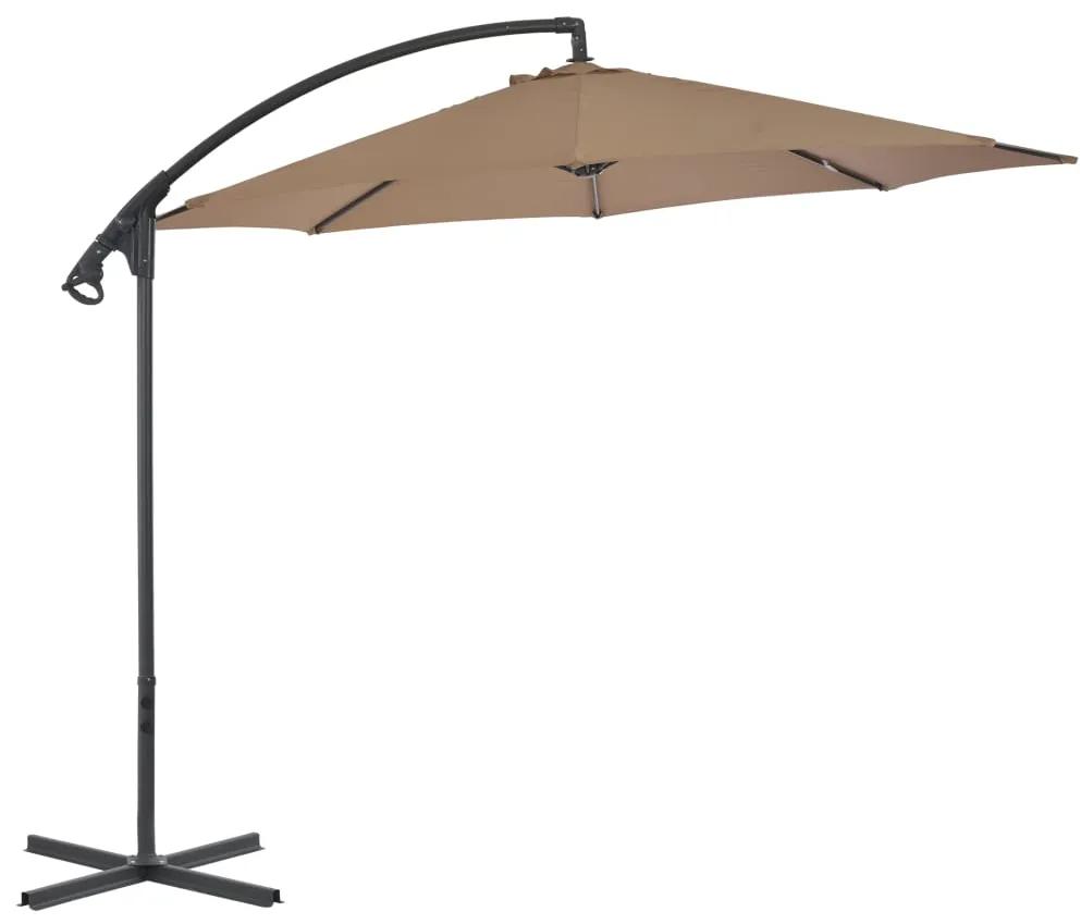 Umbrela suspendata cu stalp din otel, gri taupe, 300 cm