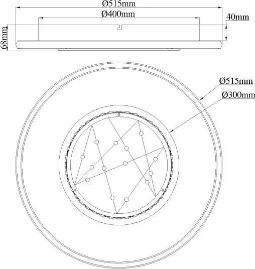 Globo 68288D3 - Lampă de tavan LED MIRRORA 40W/230V, diam. 51,5 cm, neagră
