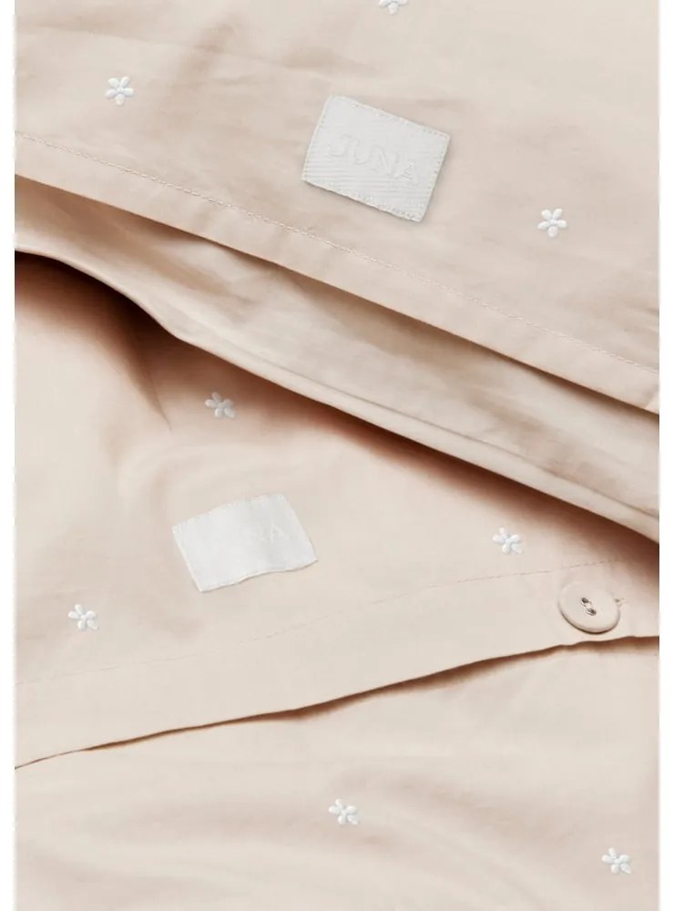 Lenjerie de pat bej din bumbac percal pentru pat de o persoană 140x200 cm Daisy – JUNA