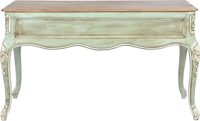 Birou clasic francez, stil Louis XV–XVI, din lemn masiv de mango verde decapé, 133x68x75 cm, Elégance