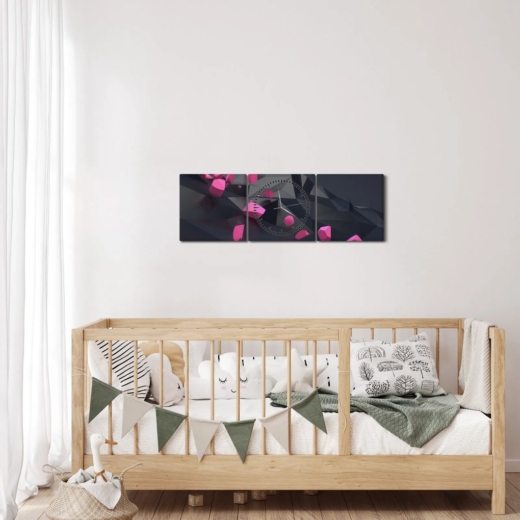 Tablou 3D abstracție (cu ceas) (90x30 cm)