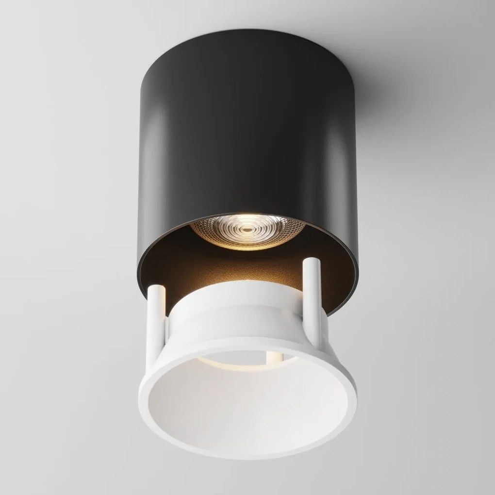 Spot LED aplicat, plafoniera dimabil design tehnic Alfa negru 7cm, 3000K
