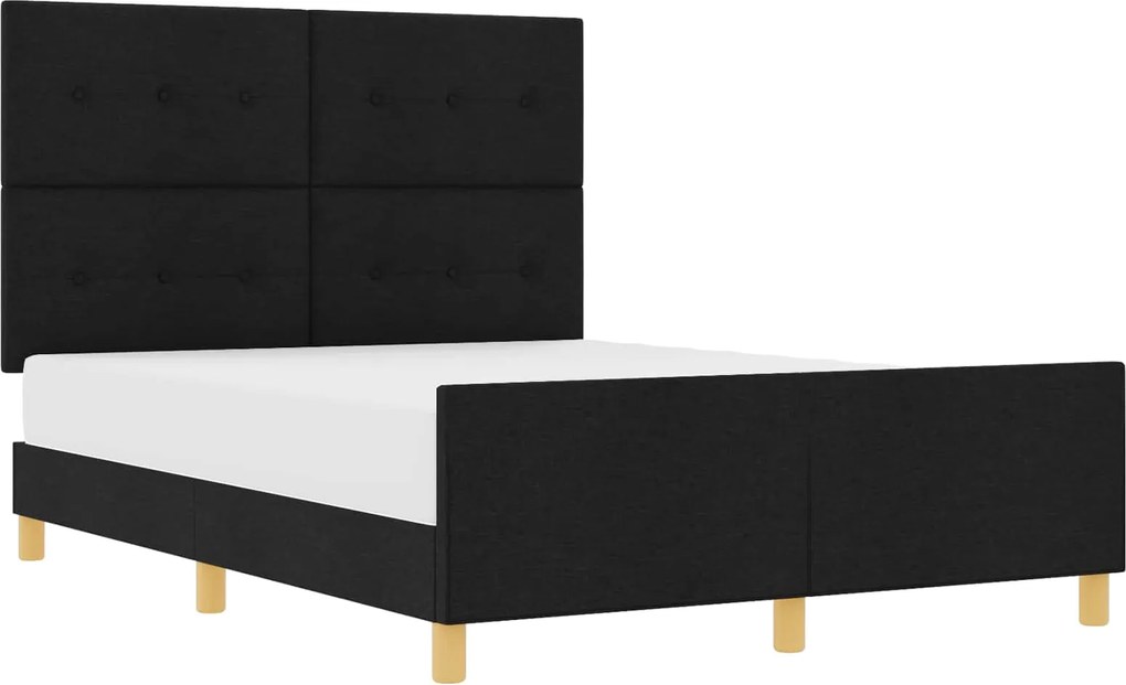 vidaXL Cadru de pat cu headboard Negru 140 x 200 cm țesătură
