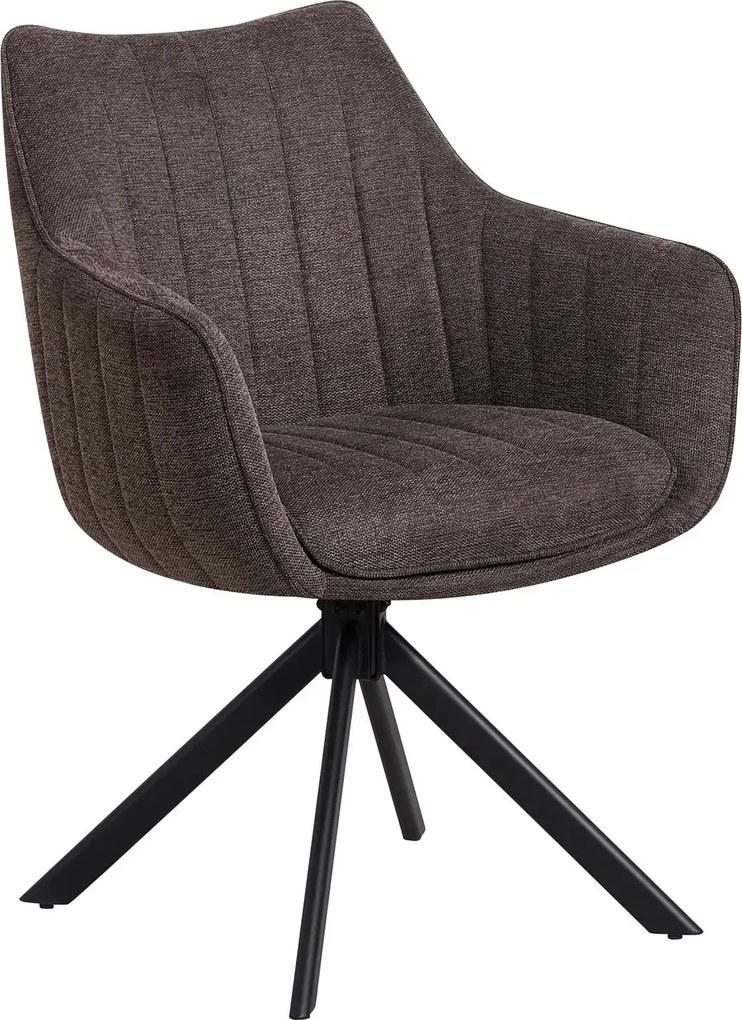 Scaun rotativ ASTON, maro/negru, stofa/metal, 61x44x86 cm