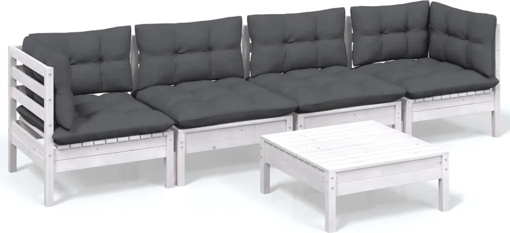 vidaXL Set mobilier de grădină cu perne, 5 piese, lemn masiv de pin