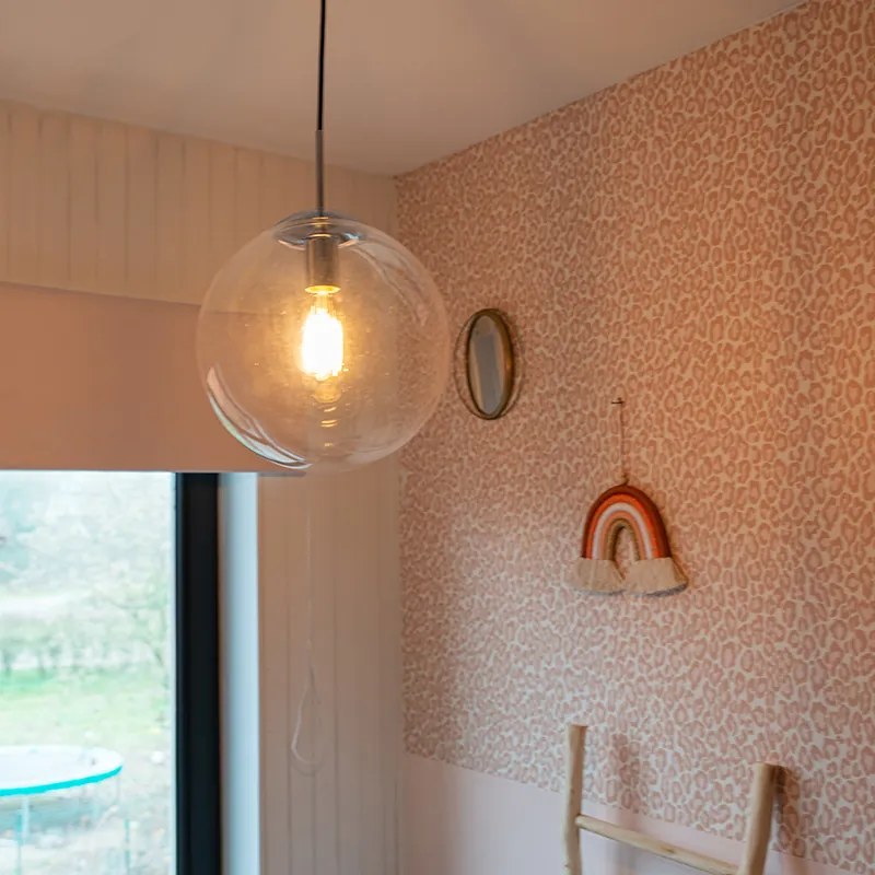 Lampă suspendată scandinavă crom cu sticlă transparentă - Ball 30