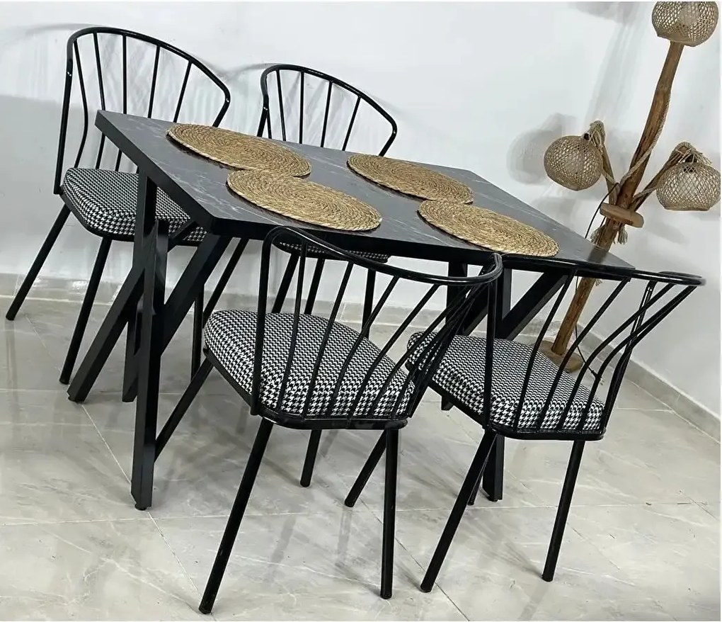 Scaun Fiona metal, balcon,terasa,bucatarie,birou,dining Homs, negru