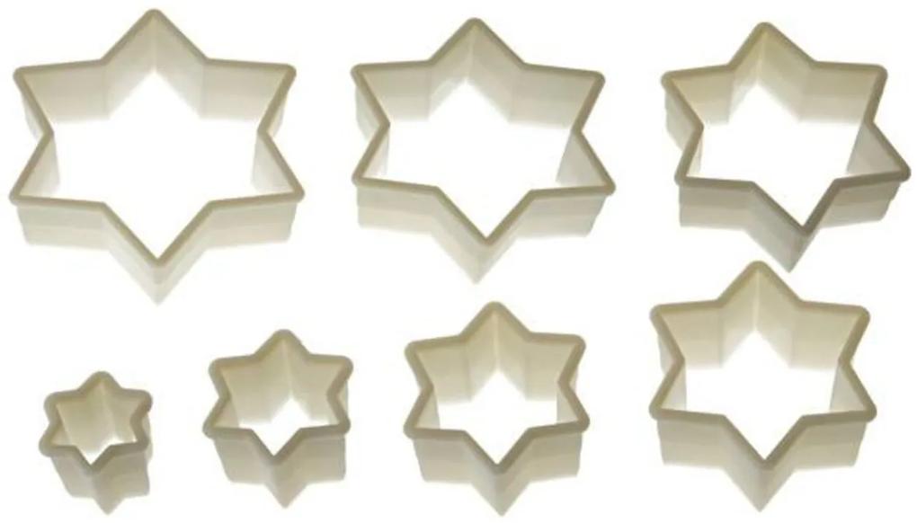 Set 7 forme pentru biscuiti Star, Silikomart, Ø4 cm -  Ø13 cm, nailon