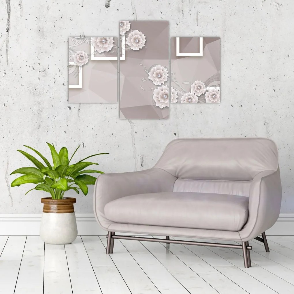 Tablou - Imagine flori bej (90x60 cm)