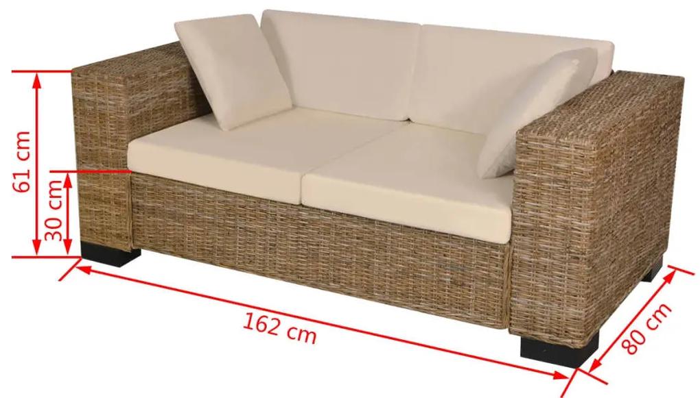 Set canapea de 3 locuri din poliratan 8 piese Maro, Canapea cu 2 locuri