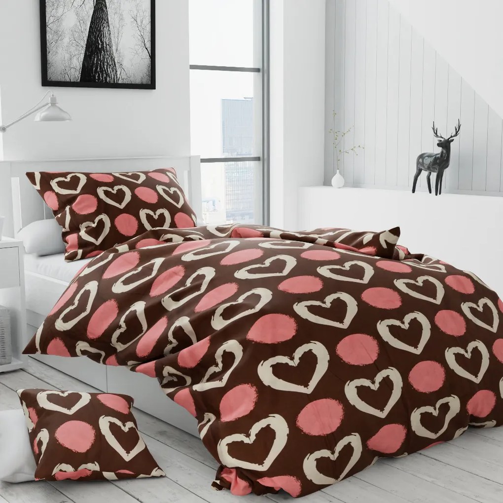 Lenjerie de pat din bumbac Culoare maro, BENDIGO + husa de perna 40 x 40 cm Dimensiune lenjerie de pat: 70 x 90 cm | 140 x 200 cm