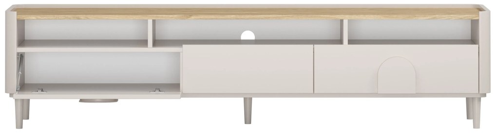 Comodă TV Amilio 200 cm cu sertare - cashmere / stejar uleiat / mânere cashmere