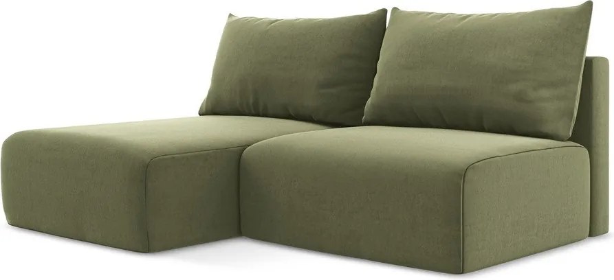 Colțar verde extensibil/cu spațiu de depozitare cu tapițerie din catifea (cu colț pe partea stângă/cu șezlong) Kalena – Makamii