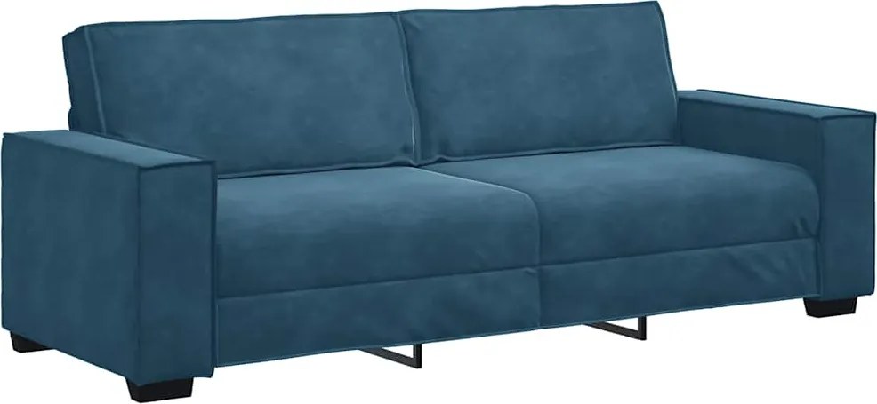vidaXL Canapea cu 3 locuri, albastru, 220x78x84 cm, catifea