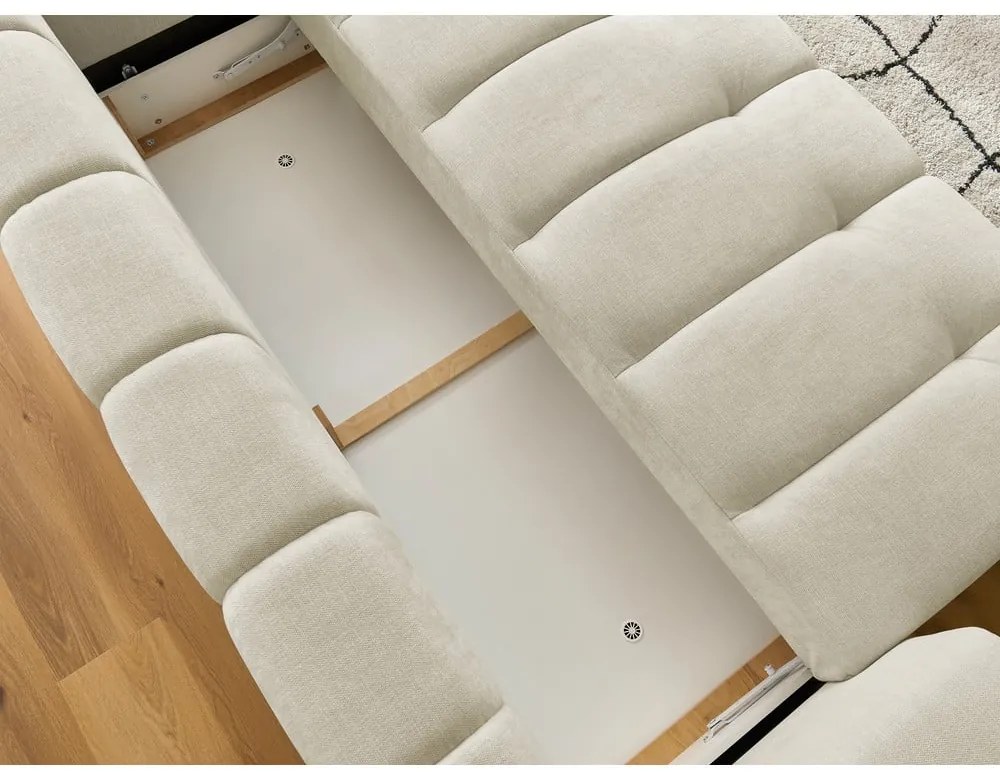 Canapea bej extensibilă/cu spațiu de depozitare 251 cm Fuji – Bobochic Paris