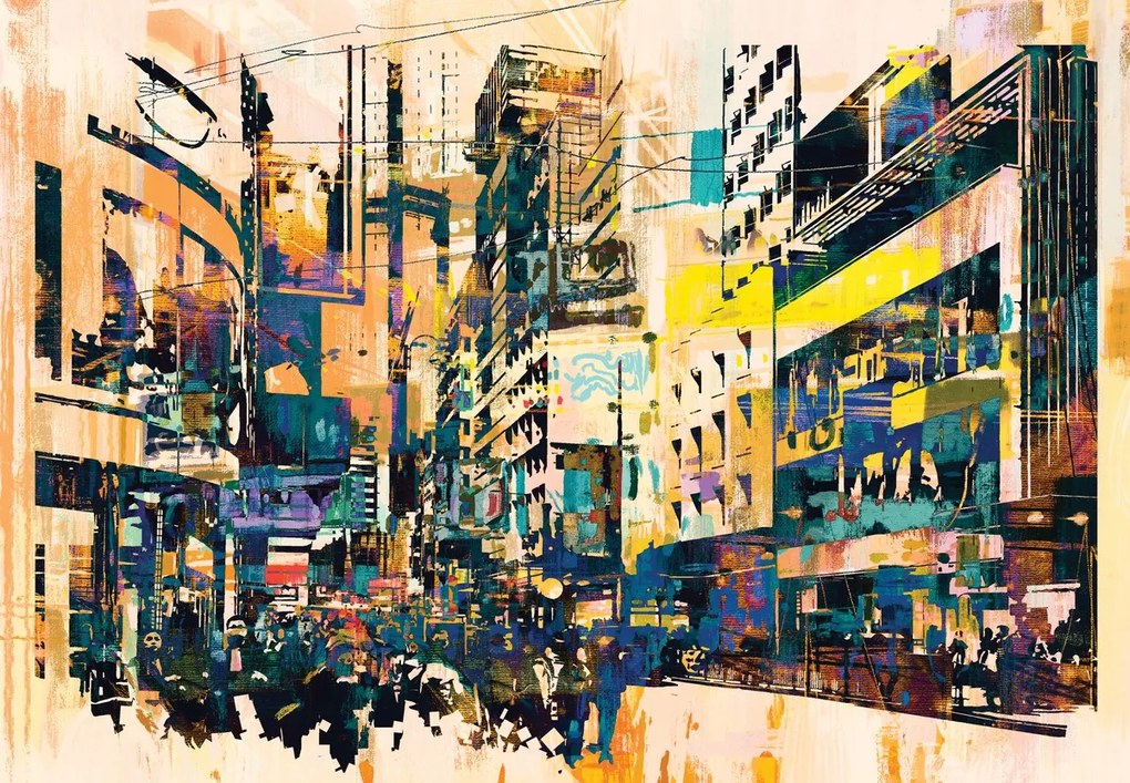 Fototapet - Oraș pictat, abstract (147x102 cm)