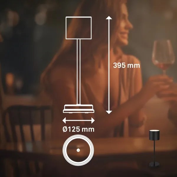 Briloner 7521015 - Lampă de birou LED SIGO, cu dimmer, 2,5W/5V IP44 2600 mAh, neagră