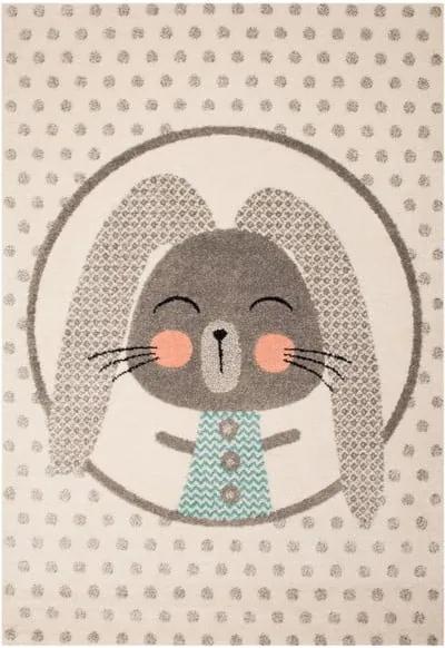 Covor cu detalii gri pentru copii Zala Living Bunny, 120 x 170 cm, bej