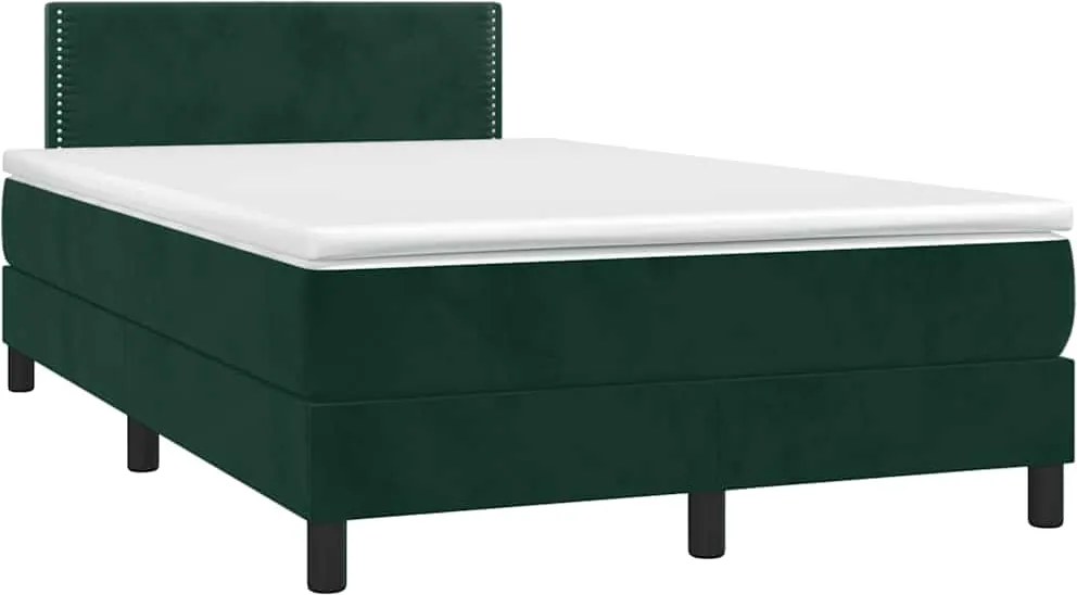 vidaXL Pat box spring cu saltea, verde închis, 120x190 cm, catifea