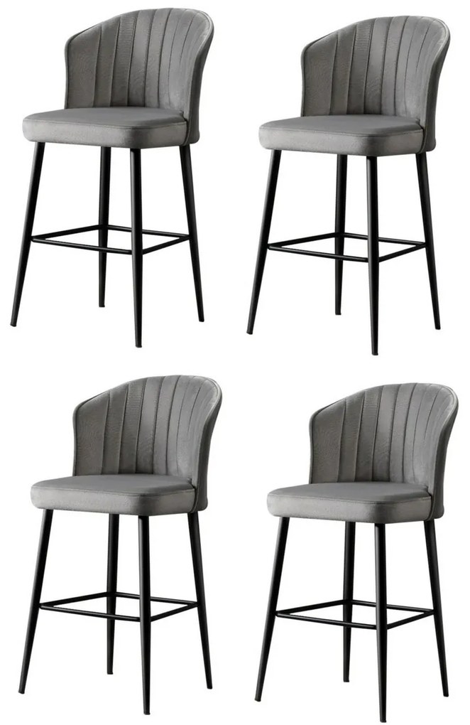 Set de scaune de bar Rubi Grey and Black, 4 buc., 4 buc