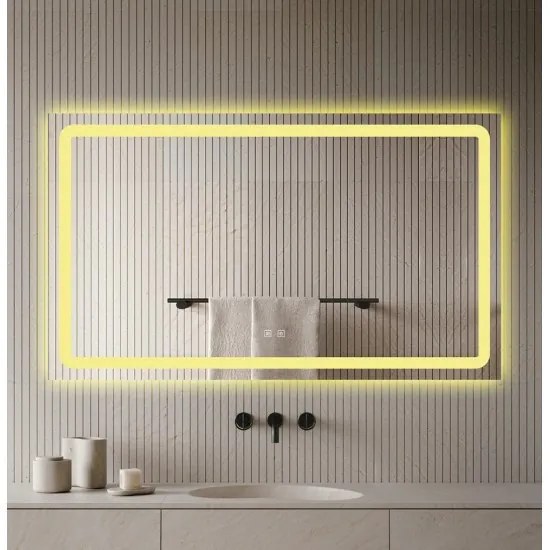 Oglindă Baie LED și Dezaburire Elit's Premium cu Senzor Touch, Lumina Rece, Caldă și Neutră, 120x70cm