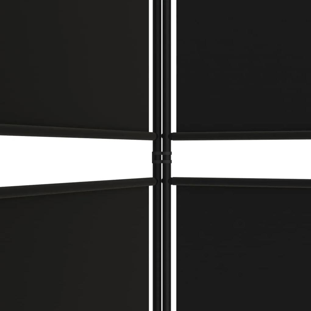 Paravan de camera cu 3 panouri, 200x220 cm, textil Negru, 200 x 220 cm, 1