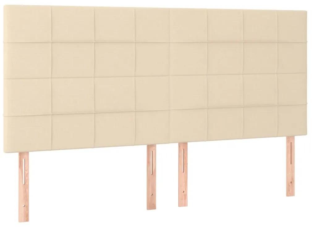 Pat box spring cu saltea, crem, 160x200 cm, material textil Crem, 160 x 200 cm, Cu blocuri patrate