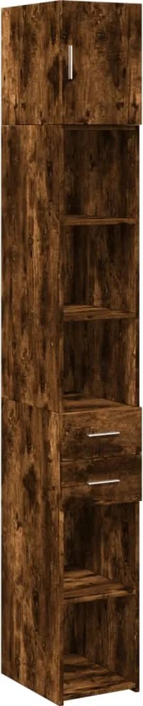 vidaXL Dulap de depozitare slim, stejar fumuriu, 30x42,5x225 cm, lemn
