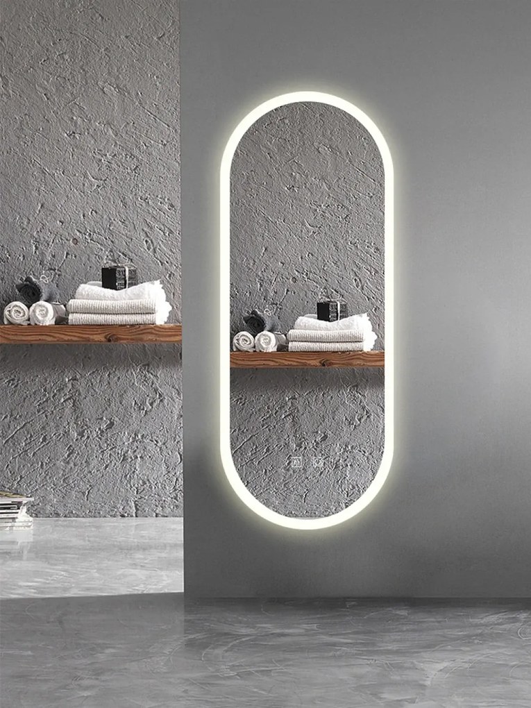 Oglindă baie, Multifuncțională, Iluminare LED Touch, Intensitate reglabila, Sistem Dezaburire, 100x40 cm