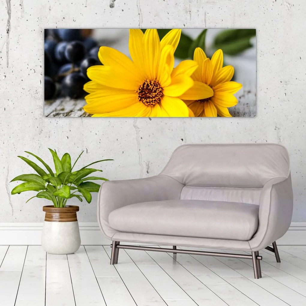 Tablou cu flori galbene (120x50 cm)