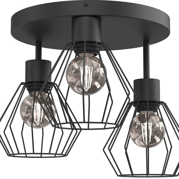 Plafonieră PARKLA 3xE27/15W/230V negru