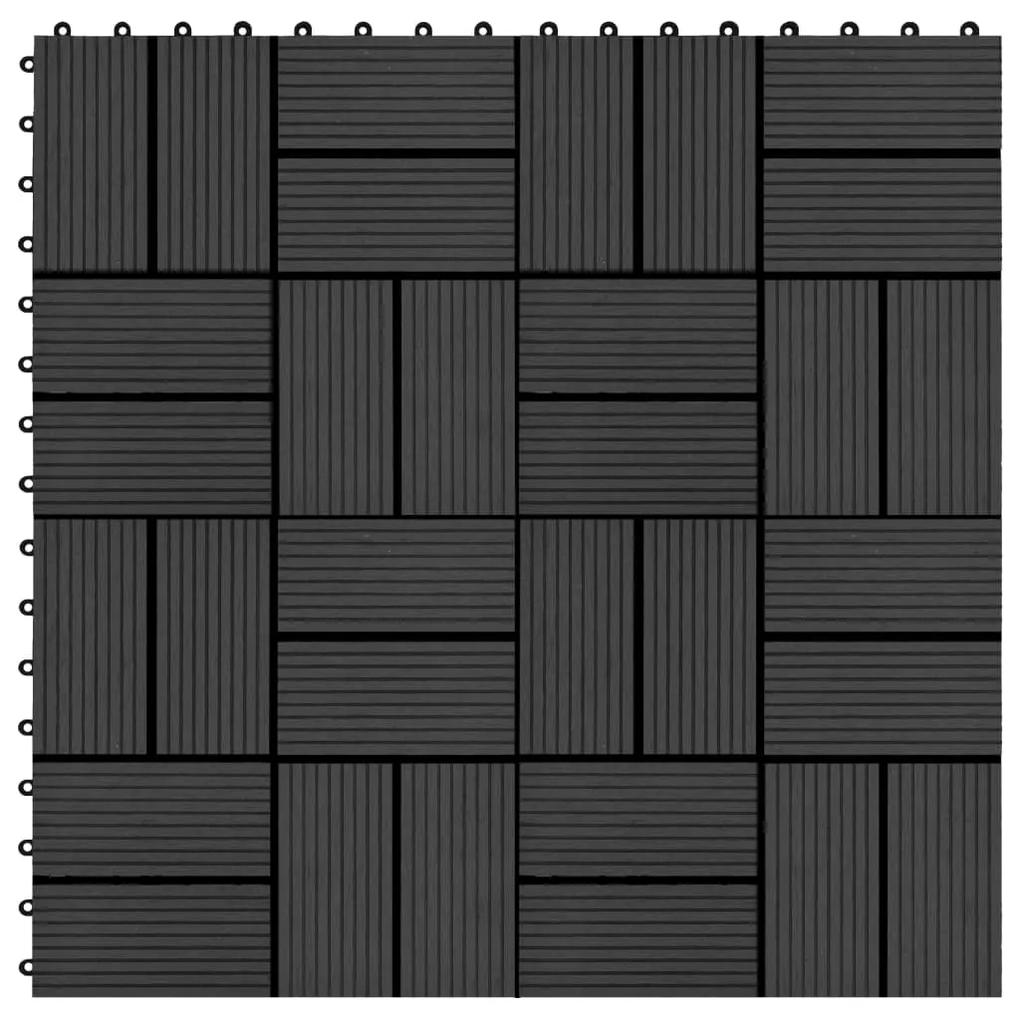Placi de pardoseala 11 buc, negru, 30 x 30 cm, WPC, 1 mp Negru, 11, Model 3
