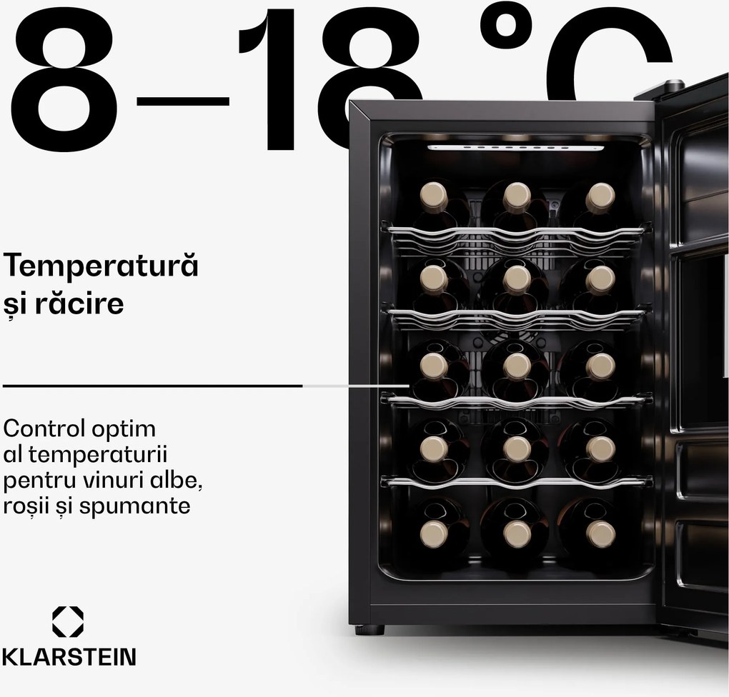 Klarstein Silent Vino 15 Uno, răcitor de vinuri, 39 l / 15 sticle, 5-18 °C, tactil