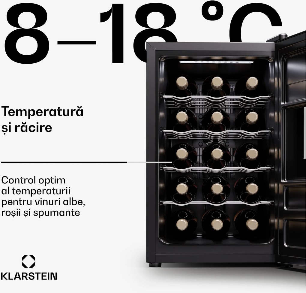 Klarstein Silent Vino 15 Uno, răcitor de vinuri, 41 l / 15 sticle, 5-18 °C, tactil