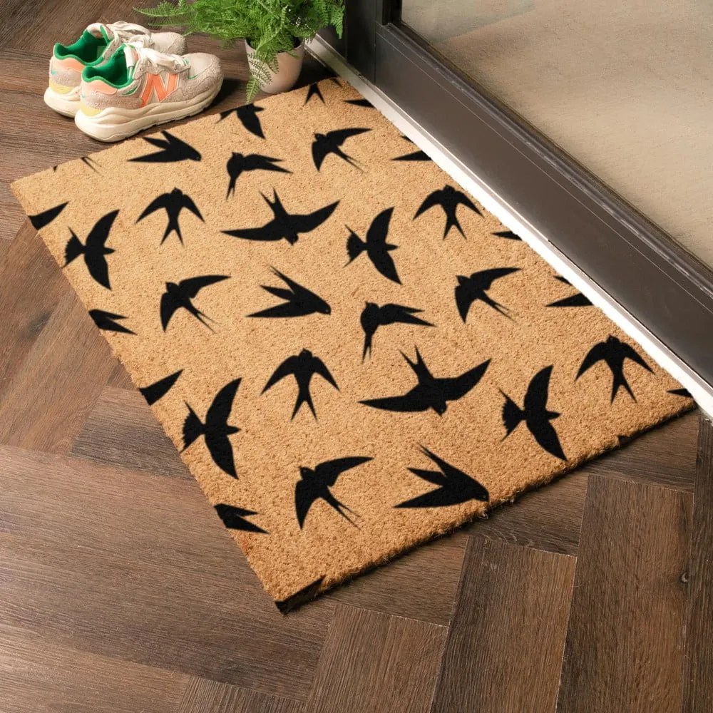 Covoraș de intrare din fibre de nucă de cocos 60x90 cm Swallows – Artsy Doormats