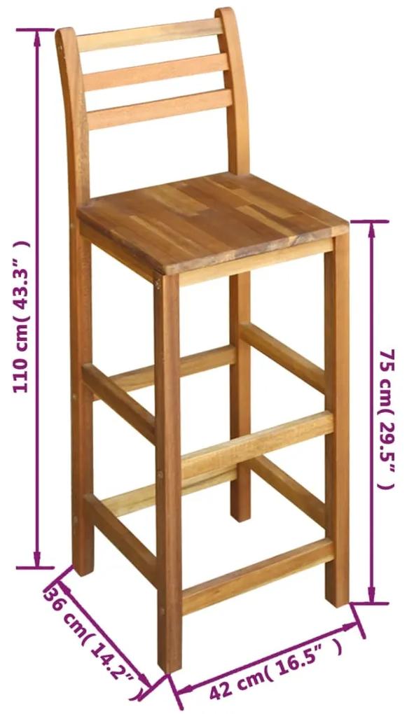Set masa si scaune de bar, 3 piese, lemn masiv de acacia 3