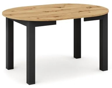 Masă extensibilă de dining WILY, stejar artisan/negru