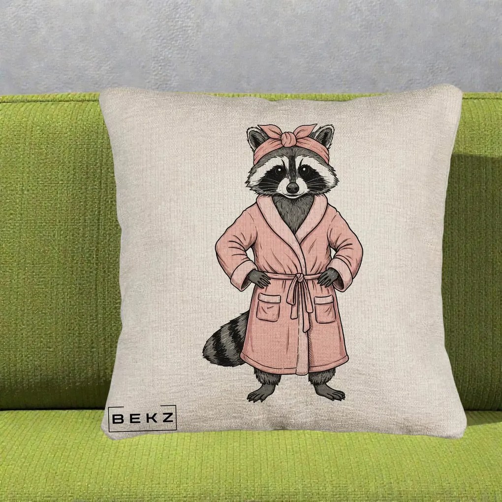 Perna Decorativa Albinuta Kawaii Vesela, 40x40 cm, Bej Canapea, Husa Detasabila, Perna Inclusa, BEKZ®