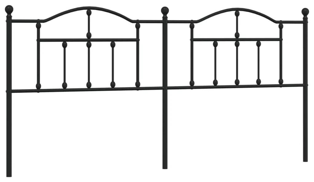 353477 vidaXL Tăblie de pat metalică, negru, 200 cm
