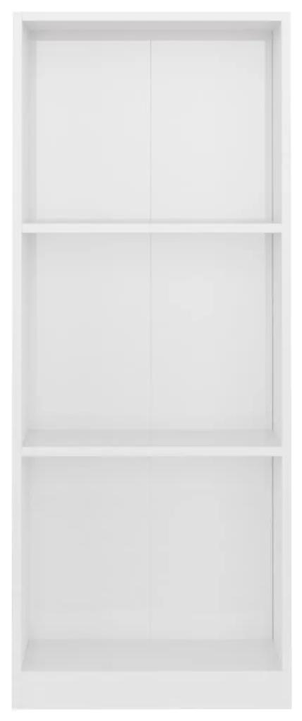 Bibliotecă cu 3 rafturi, alb lucios, 40 x 24 x 108 cm, pal