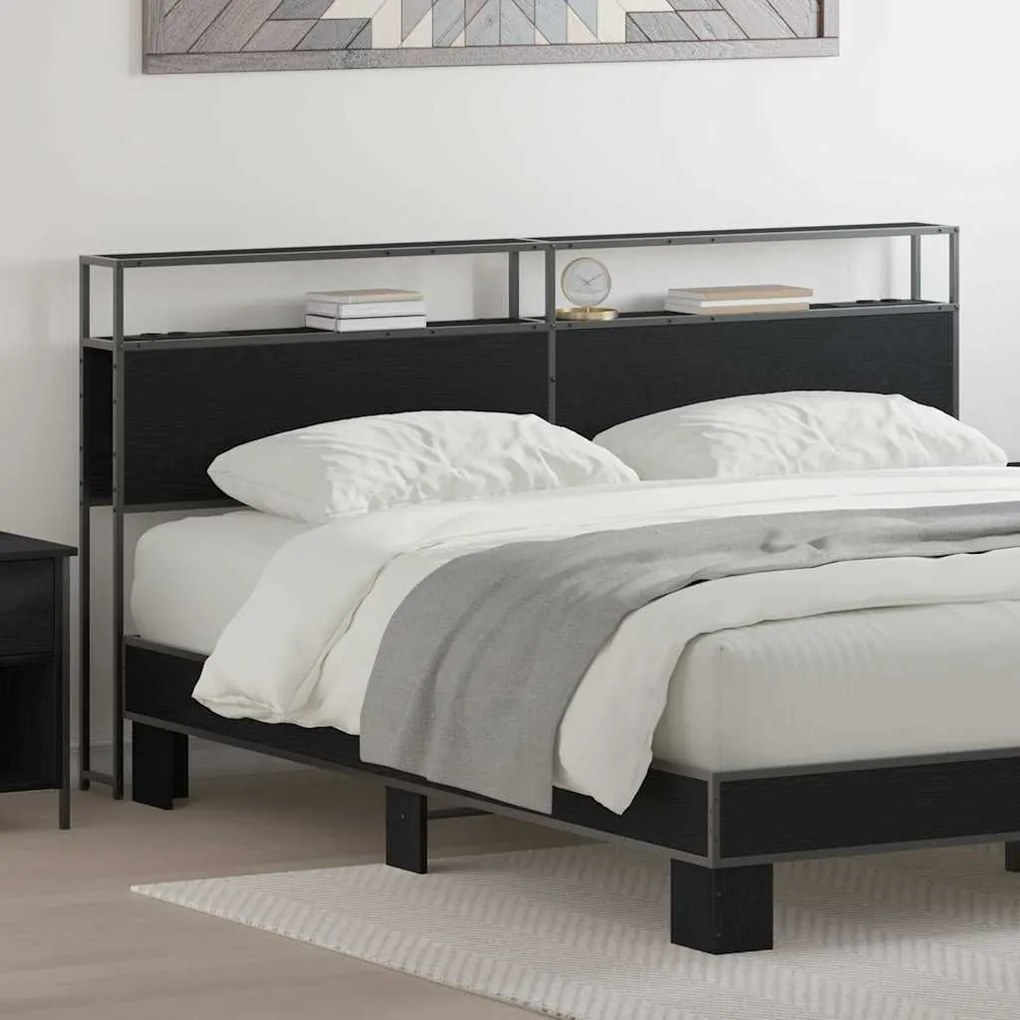 vidaXL Tăblie de depozitare Stejar negru 180 cm Lemn compozit