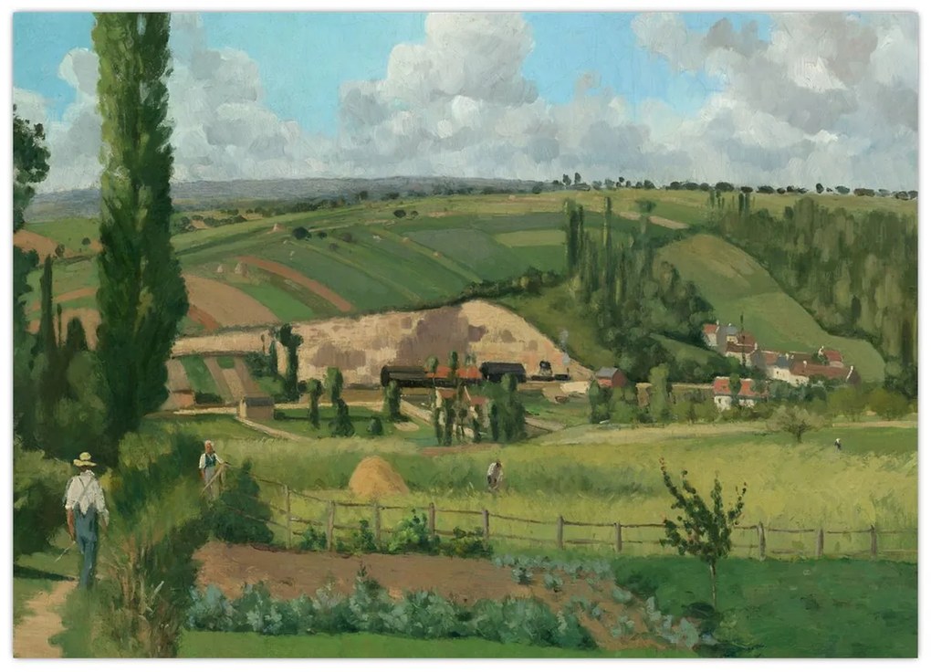 Tablou pe sticlă - Camille Pissarro, Landscape at Les Pâtis, Pontoise, reproducere (70x50 cm)